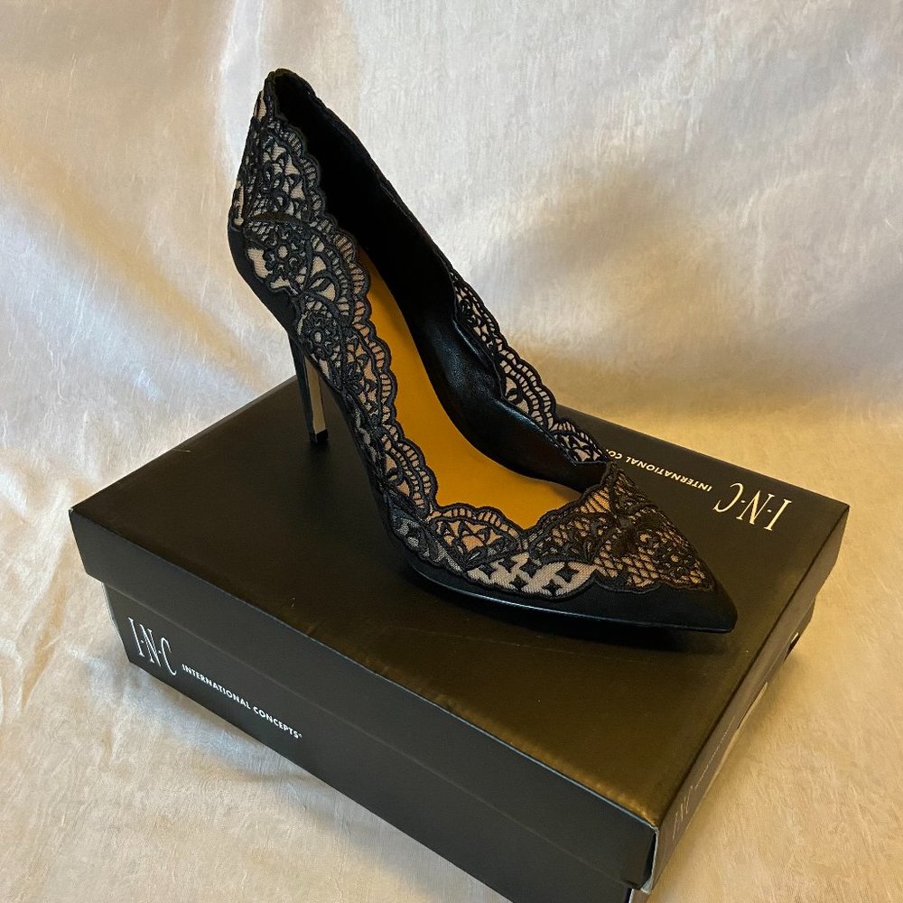 INC International Concepts- Kyomi Lace Pump- Black